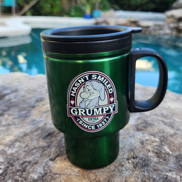 Vintage Style Disney Coffee Travel Mug featuring Grumpy - Picture 1 of 5